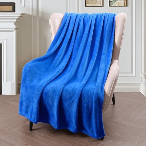 Fleece Throw Blanket 50x60 in Cobalt Blue 1