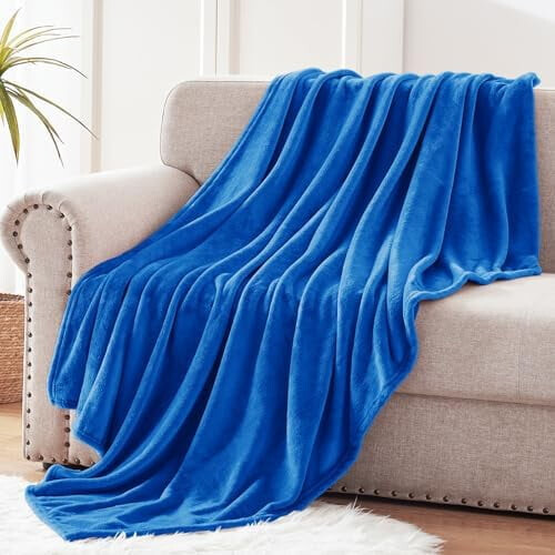 Fleece Throw Blanket 50x60 in Cobalt Blue 2