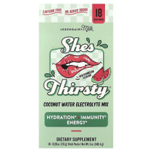 Legendairy Milk, She's Thirsty, Mieszanka Wody Kokosowej z Elektrolitami, Truskawka, 18 Pakietów, 0,28 oz (7,8 g) Każdy