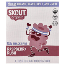 Skout Organic, Barras de Snack para Niños, Raspberry Rush, 6 Barras, 0.85 oz (24 g) Cada Una