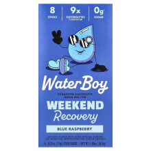 Waterboy, Recuperação de Final de Semana, Bebida de Hidratação e Eletrólitos em Pó, Morango Azul, 8 Embalagens, 0.25 oz (7 g) Cada