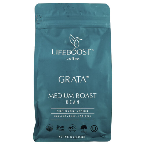 Lifeboost, Kaffe, Grata, Bön, Medium Roast, 12 oz (340 g)