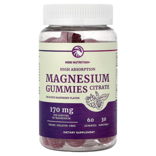 Nobi Nutrition, Μαγνησίου Σιτράτη Γούμμι, High Absorption, Raspberry, 60 Gummies (300 mg per Gummy)