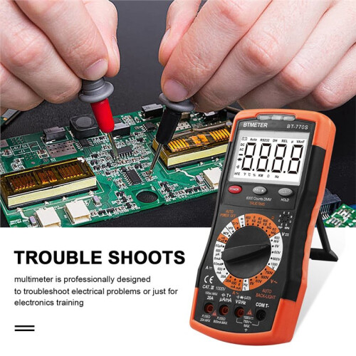 BTMETER BT-770S Multimeter Manual Ranging Electric Meter, for AC  Volt Amp Ohm Capacitance Frequency with Continuity Tester