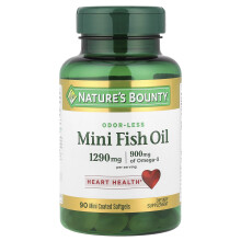 Nature's Bounty, Odor-Less Mini Visolie, 1.290 mg, 90 Mini Gecoateerde Zachte Capsules (645 mg per Capsule)