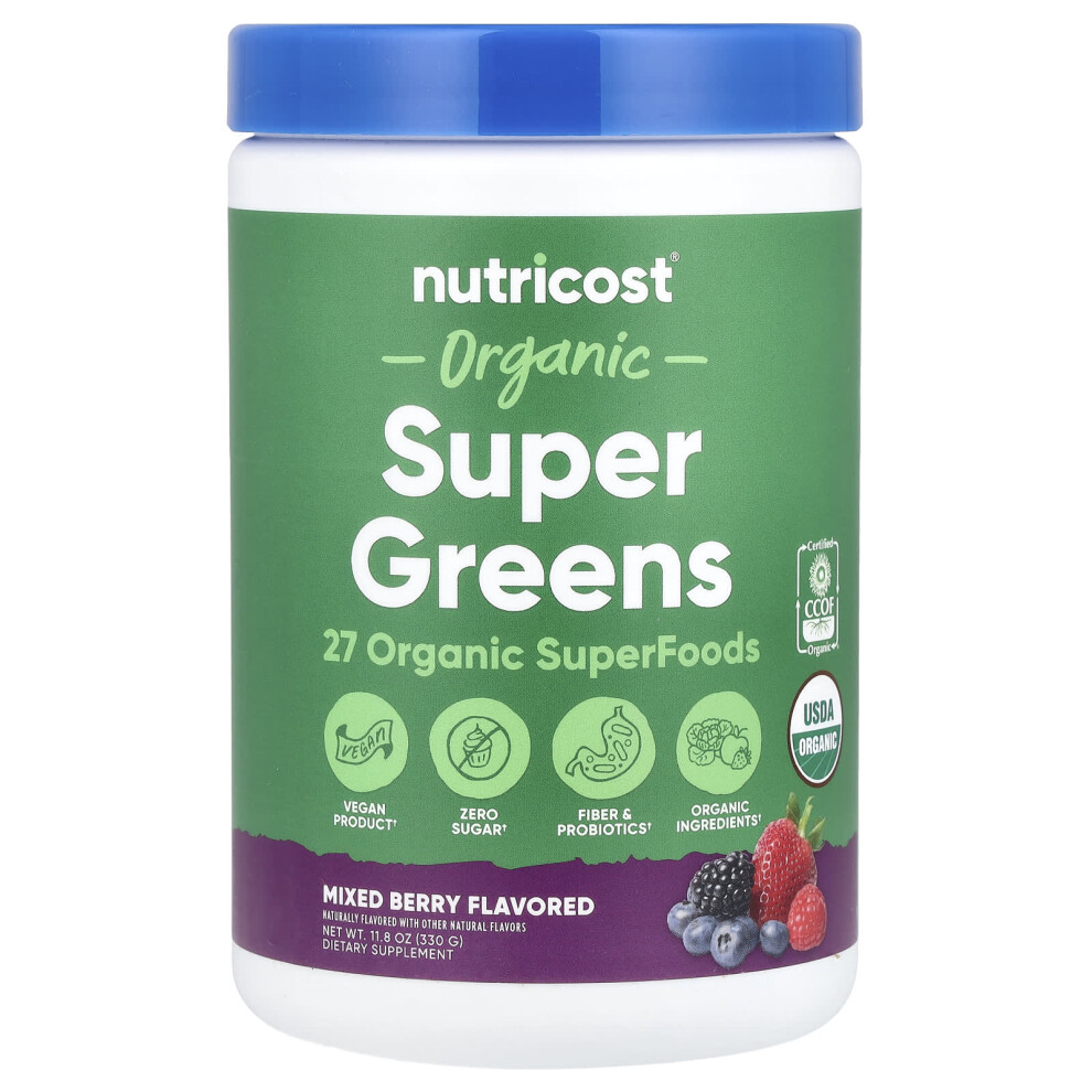 Nutricost , Organic Super Greens, Mixed Berry, 11.8 Oz (330 G)