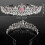 Tiara de cristal rosa com pentes para mulheres 2
