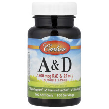 Carlson, Vitamina A & D, 100 Gelatina Moale