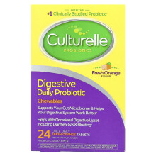 Culturelle, Probiotico orale quotidiano per la digestione, Arancia fresca, 24 Comprimati giornalieri