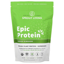 Sprout Living, Proteína Épica, Proteína Vegetal Orgânica + Superalimentos, Reino Verde, 1 lb (456 g)