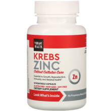 Vibrant Health, Krebs Zink, 60 plantaardige capsule