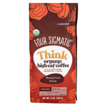 Four Sigmatic, Gondolkodj, Ökológiai Magas Kávé a Medvefej Gomba és a Jákóval, Darabos, Sötét Sütés, 12 oz (340 g)