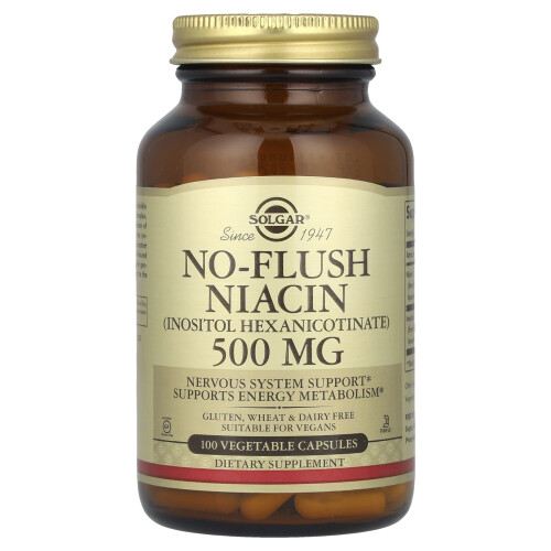 Solgar Solgar, No-Flush Νιασίνη, 500 mg, 100 Βοτανογενή Καψούλες