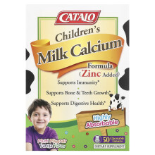 Catalo Naturals, Formuła Kalcium Mlecznego Dzieci, Wanilia, 50 Tabletek do Zżucia