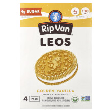 Rip Van Wafels, Leos, Sandwich Creme Cookie, Golden Vanilla, 4 balení, 1,69 oz (48 g) Každý