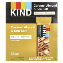 Barras de Caramelo Almendras y Sal de Mar de KIND, 12 Barras, 1.4 oz (40 g) Cada una