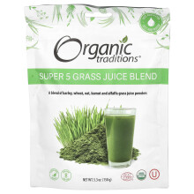 Organic Traditions, Super 5 Græs Juice Blend, 5,3 oz (150 g)