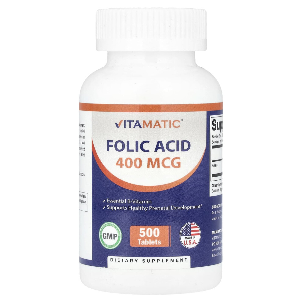 Vitamatic , Folic Acid, 400 Mcg, 500 Tablets