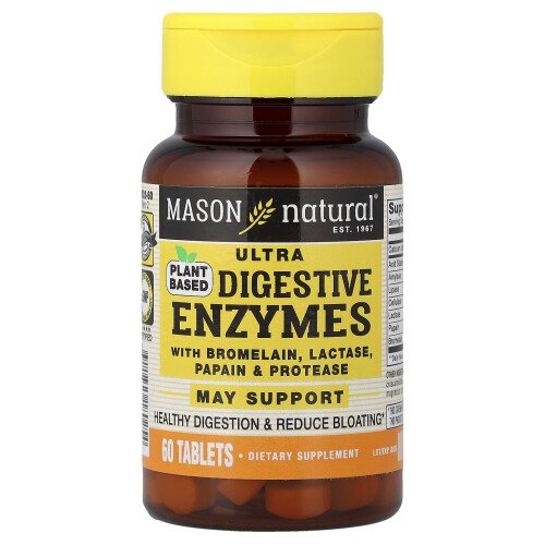 Mason Natural, Plant-Based Ultra Digestive Enzymes, 60 Tablets