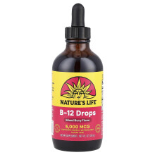Nature's Life, Picături de B-12, Fructe Silvestre, 5.000 mcg, 4 fl oz (120 ml)
