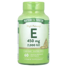 Nature's Truth, High Potency Vitamin E, 450 mg (1,000 IU), 60 Quick Release Softgels