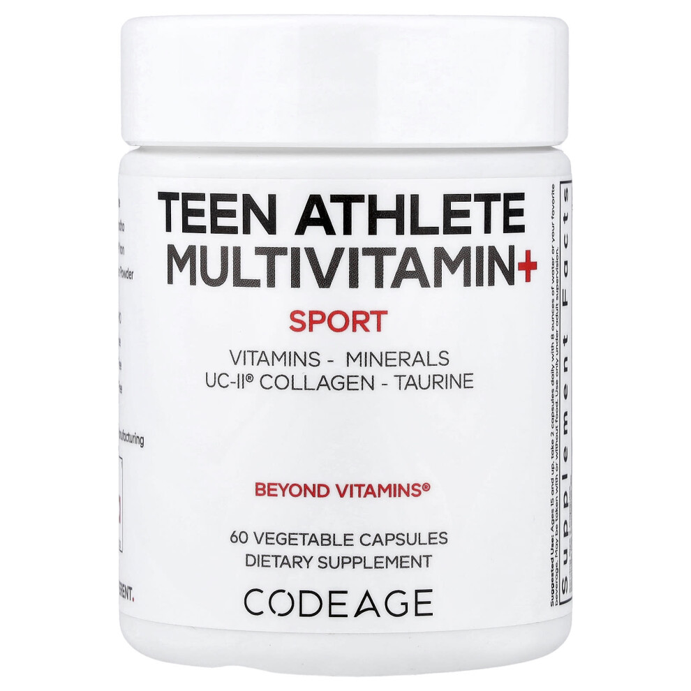 Codeage , Sport, Teen Athlete Multivitamin+, 60 Vegetable Capsules