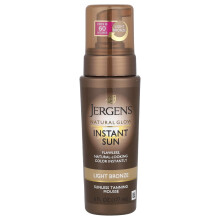 Jergens, Natural Glow, Instant Sun, Mousse de Bronzare Fără Soare, Light Bronze, 6 fl oz (177 ml)
