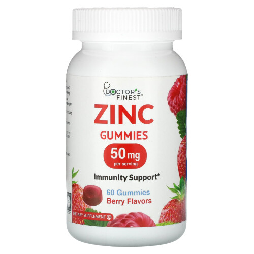 Doctor's Finest, Gomas de Zinco, Morango, 25 mg, 60 Gomas