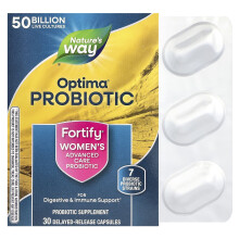 Nature's Way, Probiotico Fortificato Optima, 50 Miliardi, 30 Capsule di Rilascio Ritardato Vegetali
