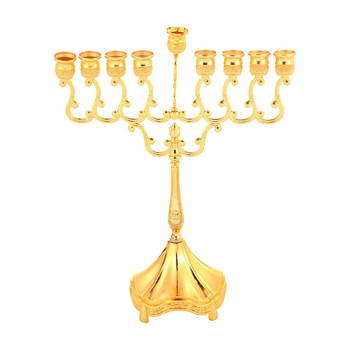 Hemresa 9-grenars guld Hanukkah Menorah 1