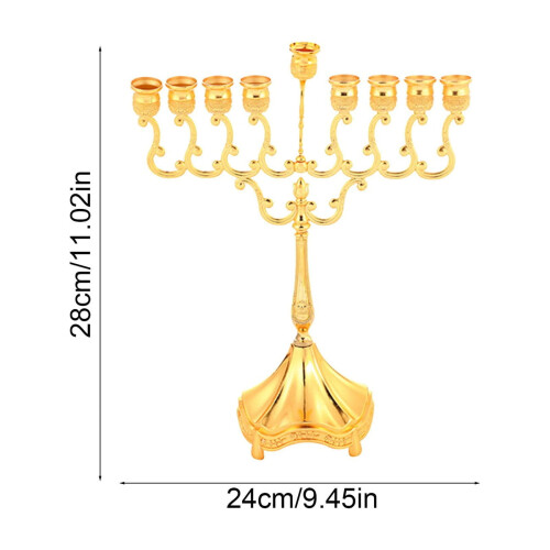 Hemresa 9-grenars guld Hanukkah Menorah 2
