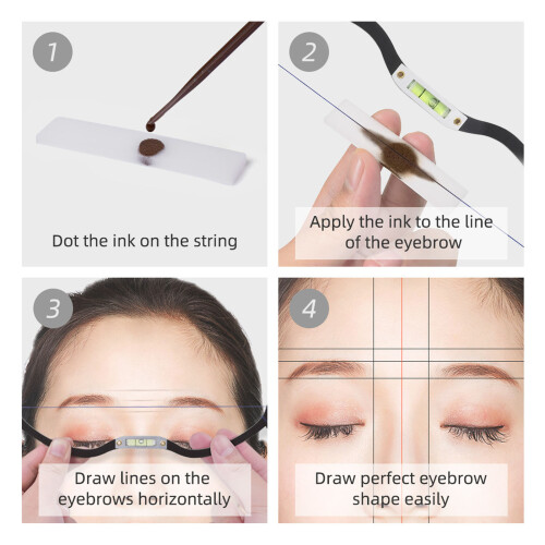 Righello per la mappatura dei perni orizzontali per microblading, ABS nero 2