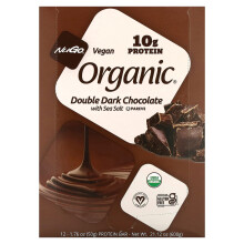 Barras de Proteína Orgánica de NuGo Nutrition, Chocolate con Sal de Mar con doble Chocolate Oscuro, 12 Barras, 1,76 onzas (50 g) Cada Una