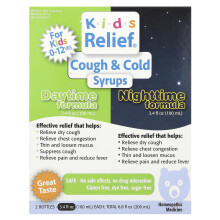 Homeolab USA, Kids Relief, Cough & Cold Syrups, Daytime & Nighttime Formula, 0-12 Yrs, 2 Flaskor, 3,4 fl oz (100 ml) varje