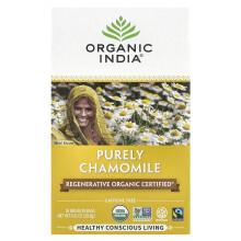 Organic India, Purely Kamillethee, Koffievrij, 18 Infusiezakjes, 1.02 oz (28.8 g)