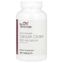 Bariatric Advantage, Niesmaczka Wapnia Cytrynowego, 600 mg, 180 Tabletek (200 mg na Tabletkę)
