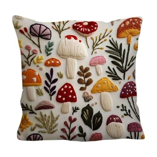Housse de coussin en lin brodé 45 x 45 cm avec fermeture éclair 1