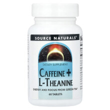 Source Naturals, Koffein + L-Theanin, 60 Tabletten
