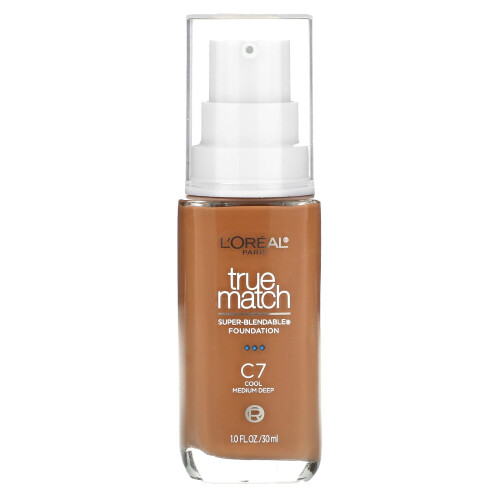 L'Oral, L'Oréal, True Match, Super-Blendable Foundation, C7 Cool Medium Deep, 1 fl oz (30 ml)