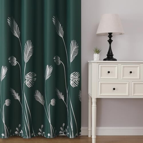 Green Room Light-Blocking Curtains 52Wx72L Silver Palm 1