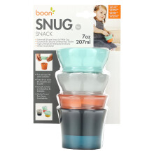 Boon, Snug Snack, Univerzálny silikonový hrniečko s kuforom, 9m+, 2 hrniečka & 2 hrniečka, 7 oz (207 ml) Každý