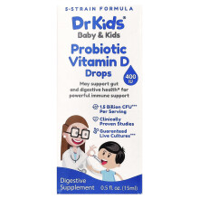 DrKids, Baby & Kids, Gotas de Vitamina D Probiótica, 0.5 fl oz (15 ml)