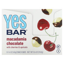Yes Bar, Snack Bar, Makadamia Čokoláda, 6 Barov, 1,4 oz (40 g) Každý