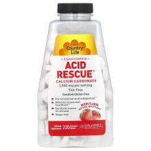 Acid Rescue Country Life, Carbonat de Calciu cu Gust de Fructe, 1.000 mg, 220 Tablete Cheluabile (500 mg pe Tableta)