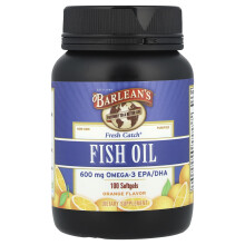 Barlean's, Fresh Catch, Fish Oil Supplement, Omega-3 EPA/DHA, Orange, 100 Softgels