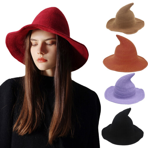 Halloween Witch Hat Elastic Material Unisex Solid Color Sun Protection Foldable Carnival Masquerade Cosplay Performance Wizard Hat (Orange) 1