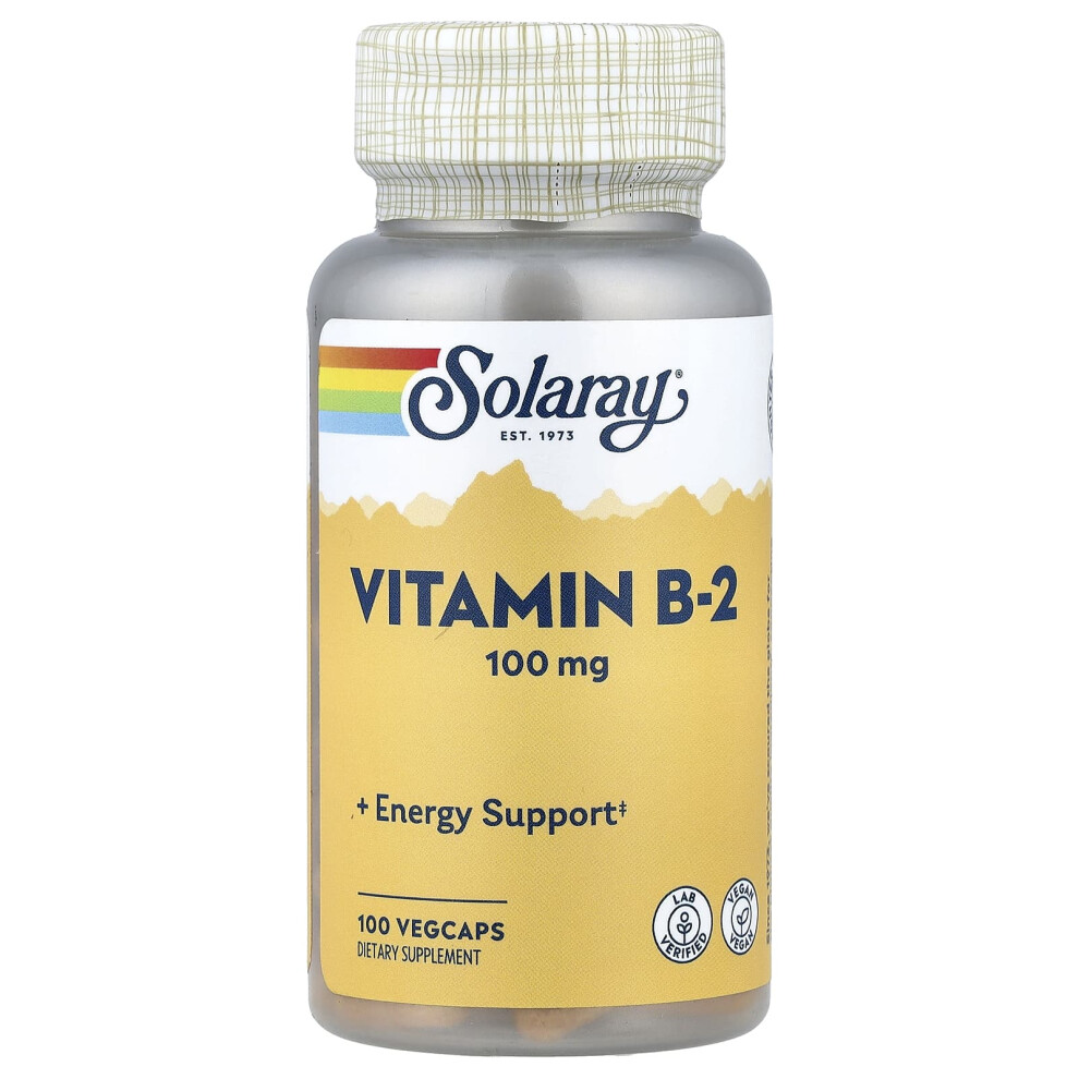 Solaray , Vitamin B-2, 100 Mg, 100 Vegcaps