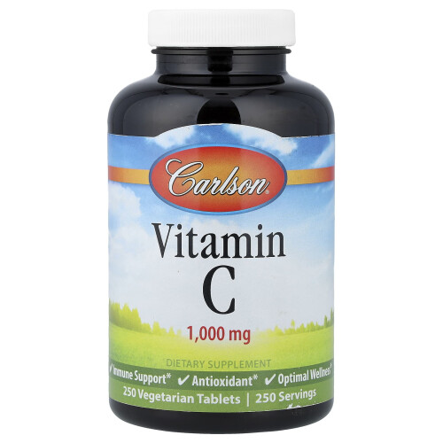 Carlson, Witamina C, 1 000 mg, 250 Wegetariańskich Tabletek