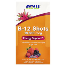 NOW Foods, B-12 Shots, Mixed Berry, 12 paket, 0,5 fl oz (15 ml) vardera