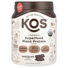 KOS, Økologisk Superfood Plant Protein Powder, Chocolate, 1.3 lb (585 g)